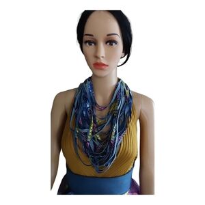 Handmade mixed Denim Necklace set